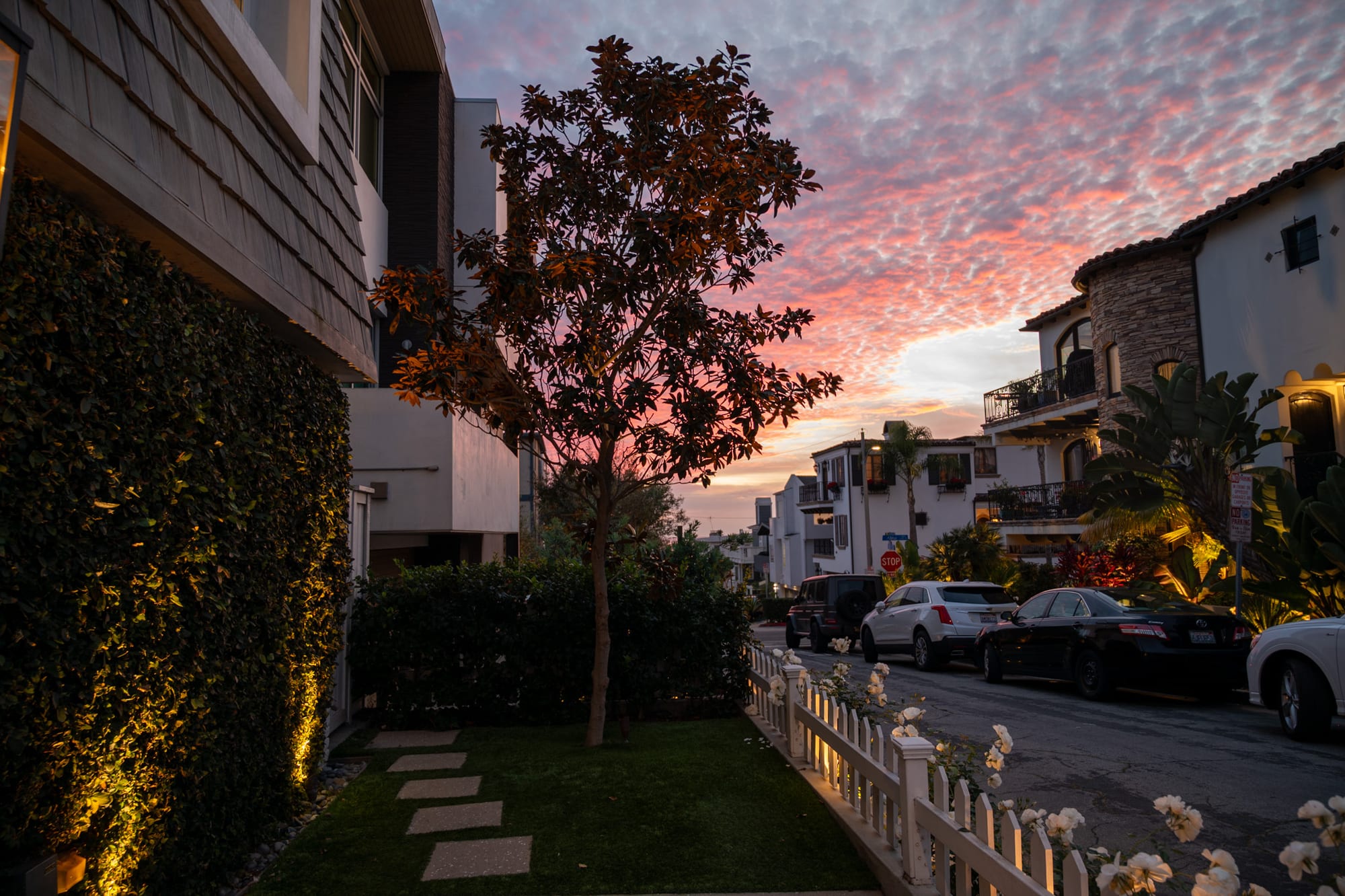 Private garden path at the Manhattan Beach beach house
